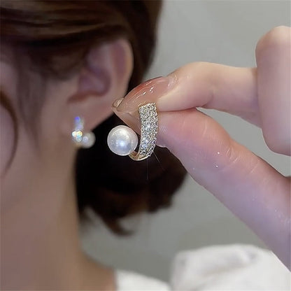 2025 Korean New Simple Temperament Circle Pearl Earrings Fashion Small Versatile Earrings  Jewelry